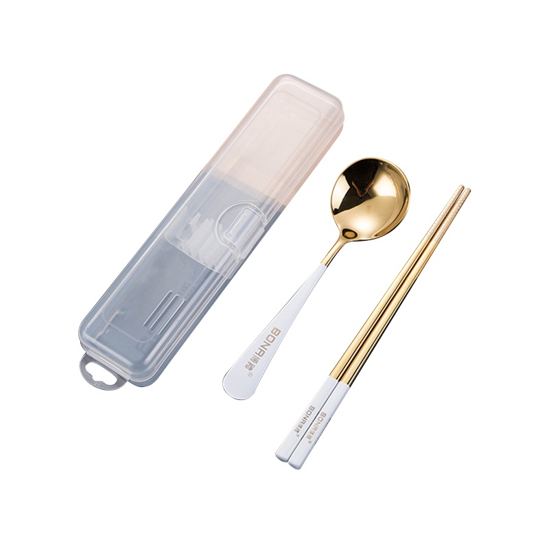是尚 筷子勺子套装 10套装 PP-BX-05 旅行套装透明盒二件套(白金)