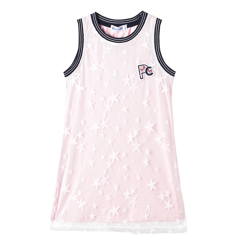 铅笔俱乐部童装2020夏装新款女童背心裙儿童网纱拼接裙中大童裙子