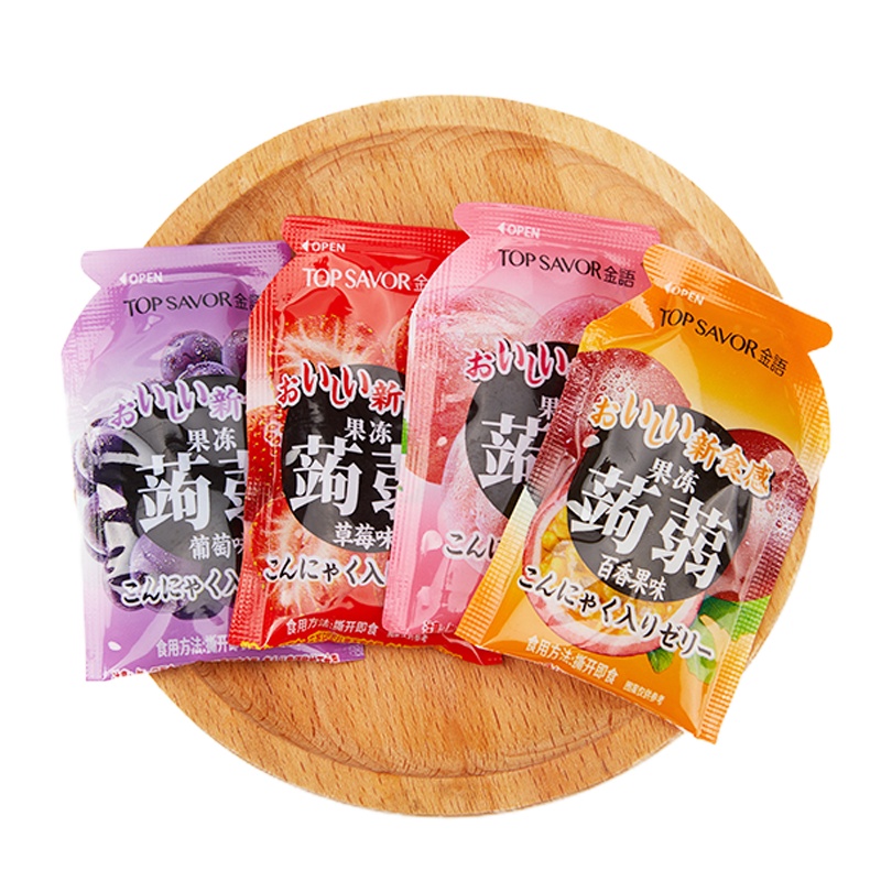 金语日本蒟蒻果冻葡萄味、白桃味组合各一盒 308g*2盒