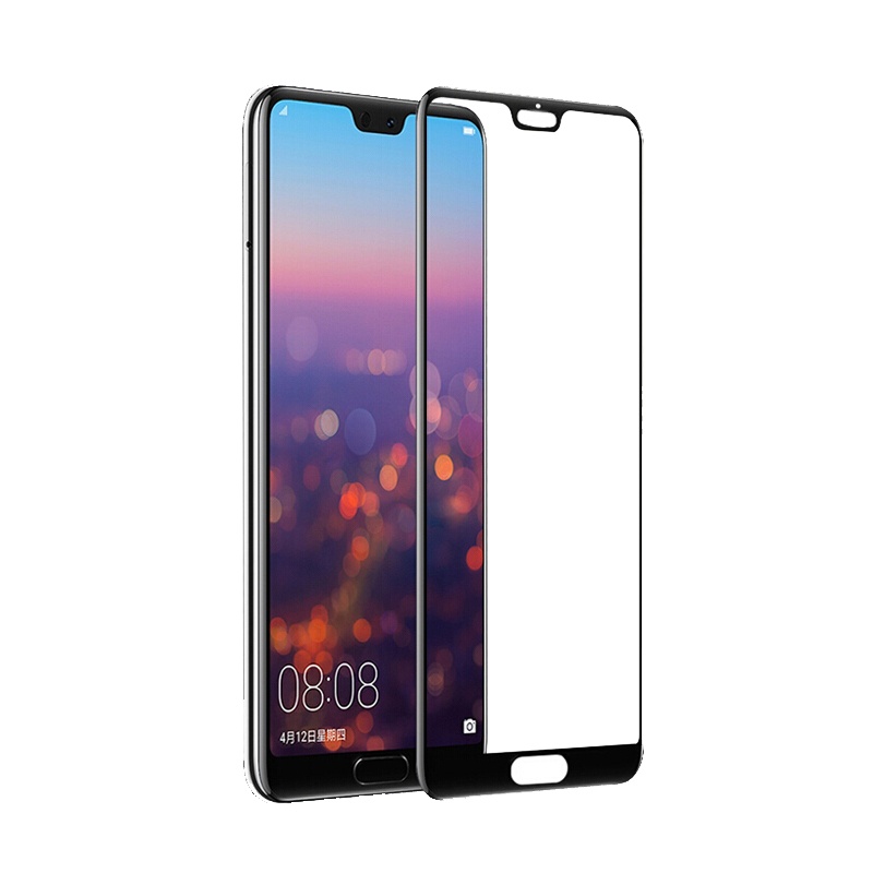 轻万适用华为p20pro钢化膜全网通huawei玻璃贴膜黑色丝印p20p全屏高清钢化膜