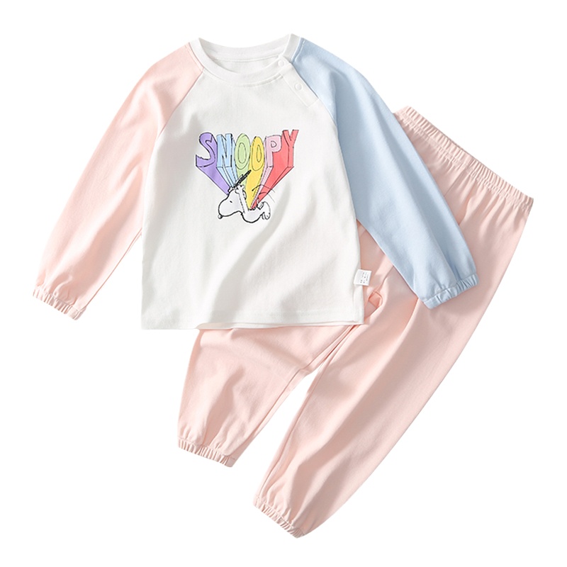 史努比SNOOPY童装儿童睡衣套装女宝宝春秋新款家居服长袖长裤两件套