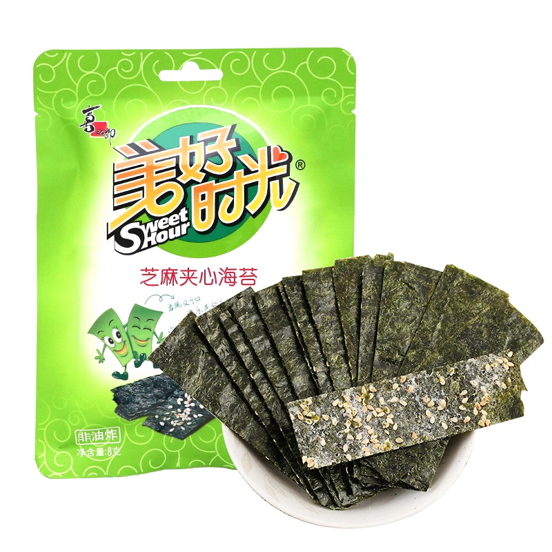 【喜之郎旗舰店】美好时光 芝麻夹心海苔 即食紫菜零食 8g/袋 8袋分享装