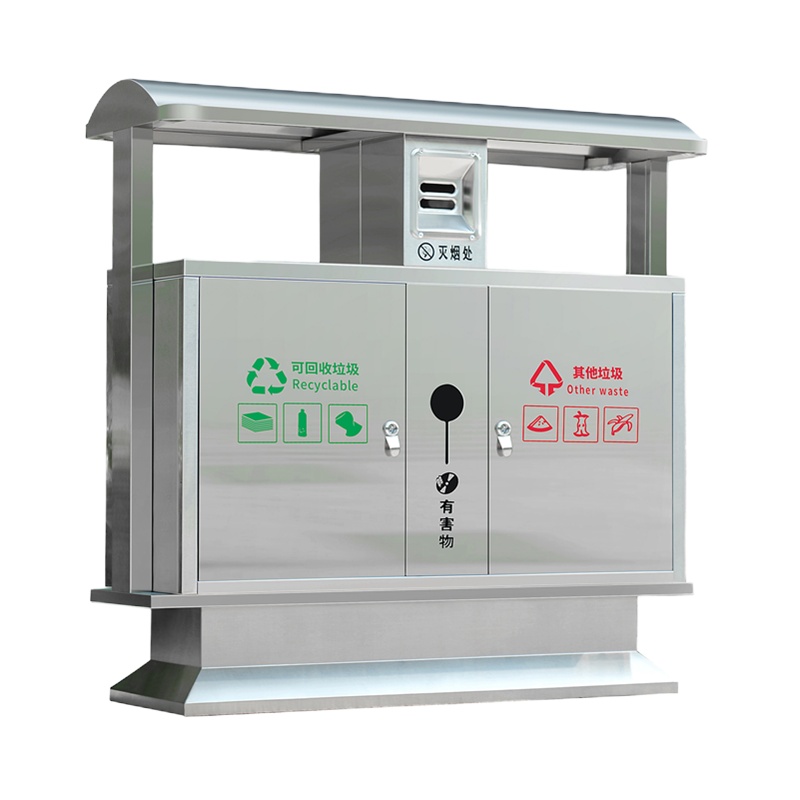 迅众 304不锈钢双桶88*38*90cm 户外垃圾桶不锈钢大号环卫果皮箱室外分类物业小区校园