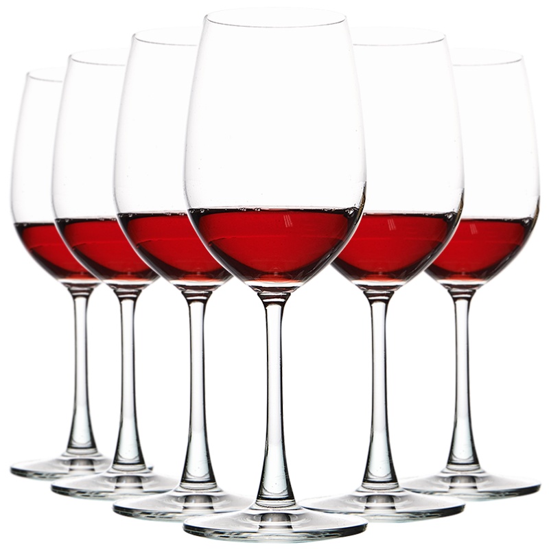 6只进口无铅玻璃高脚冷切口葡萄酒杯红酒杯高脚酒杯家用425ML套装