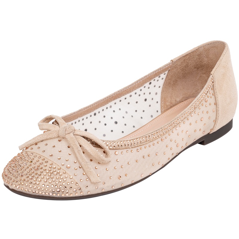 百田森2020春季商场同款平底蝴蝶浅口网面单鞋闪钻平底舒适船鞋女