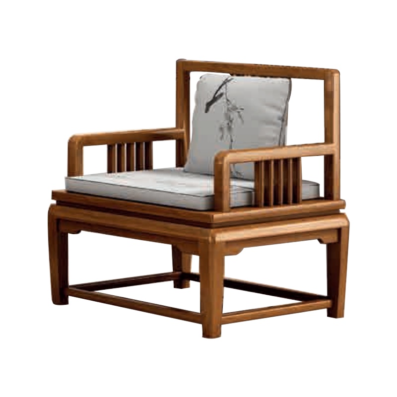 钜晟 新中式办公沙发商务接待单人位胡桃实木沙发JS-GLZF-0818