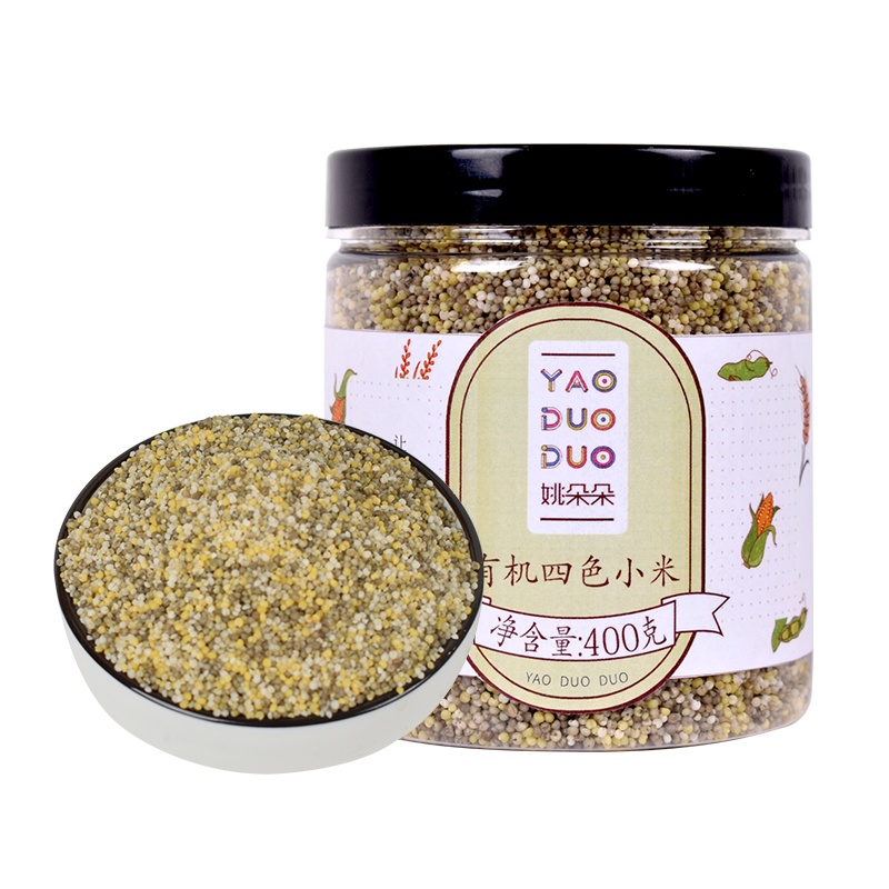 姚朵朵有机四色小米400g*1罐装东北杂粮月子宝宝米红谷粥