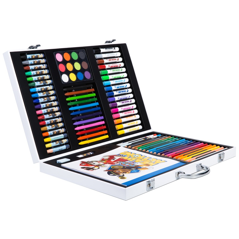 得力汪汪队绘画礼盒套装学生儿童画画水彩笔油画棒彩铅画本75402LAN