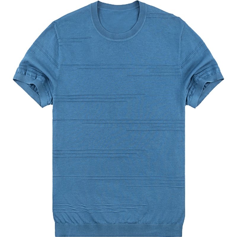 布先生新款春夏圆领条纹显瘦短袖T恤男 纯棉针织上衣AF10953