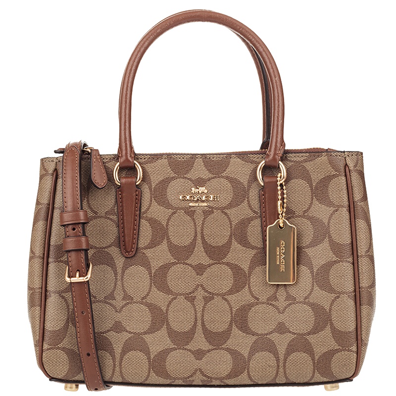 COACH 蔻驰 女士PVC卡其棕色手提肩背斜挎包 F67027