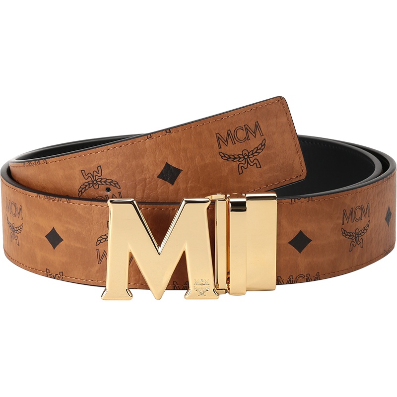 MCM 男女中性 涂层帆布配皮板扣式双面皮带腰带 MXBAAVI03