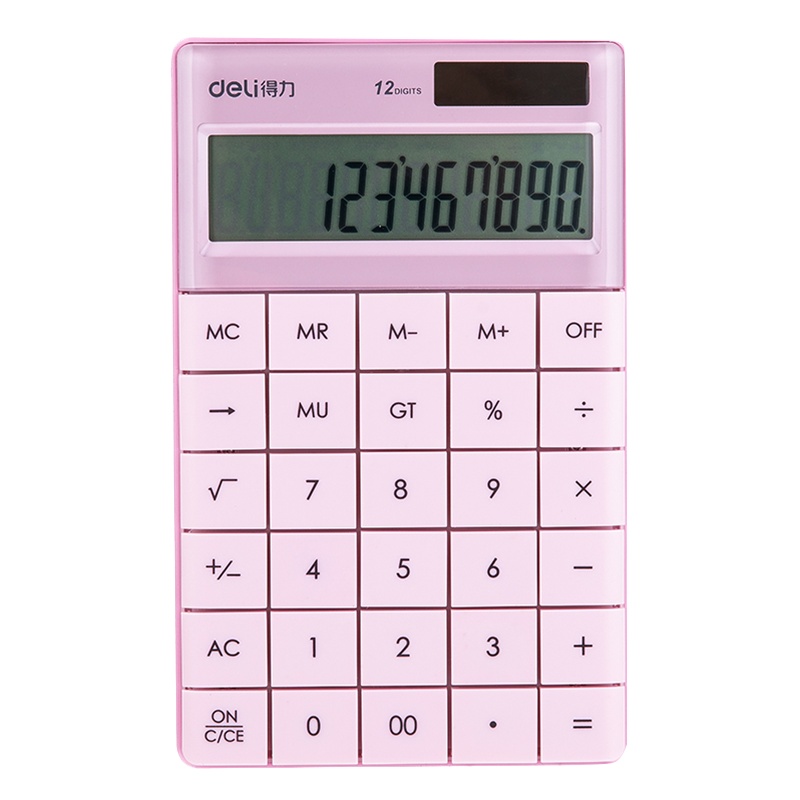 得力deli1589计算器太阳能个性创意时尚商务财务会计专用计算机计算机小型便携可爱韩国小清新浅红色