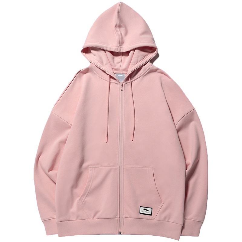 李宁卫衣女士运动时尚系列连帽宽松休闲春季粉色时尚上衣