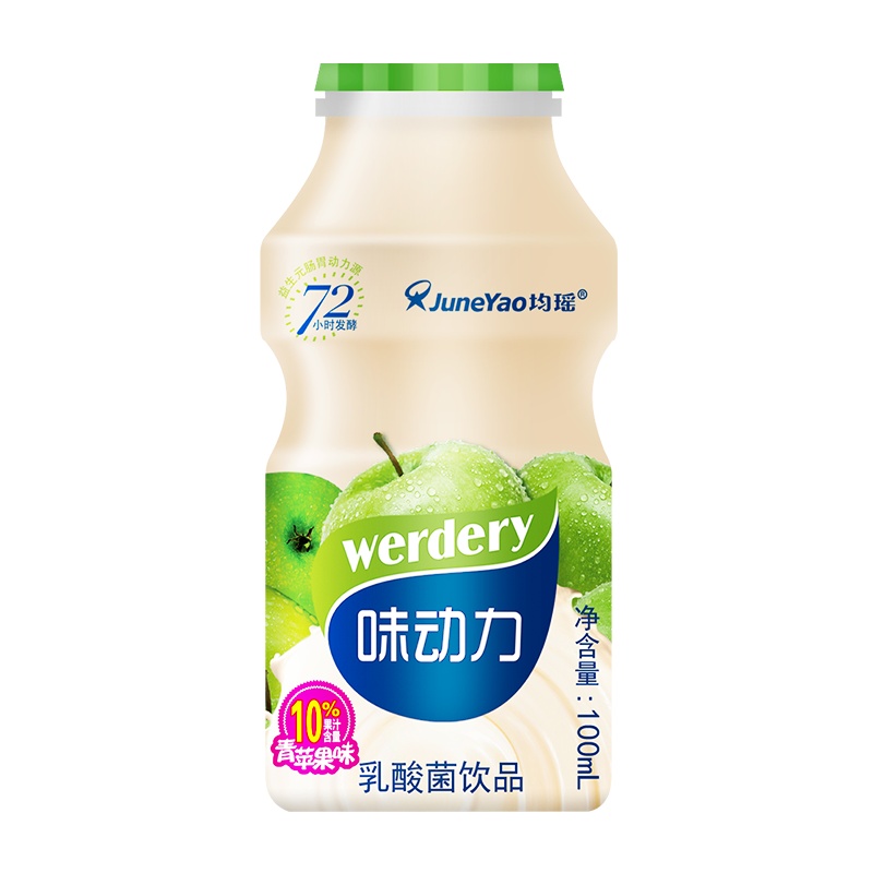 均瑶味动力乳酸菌饮品 苹果味0脂肪脱脂益生菌饮料100ml*20