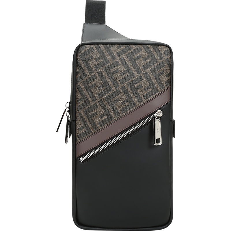 FENDI 男士 涂层织物配皮胸包单肩斜挎包 7VZ033 A9XS