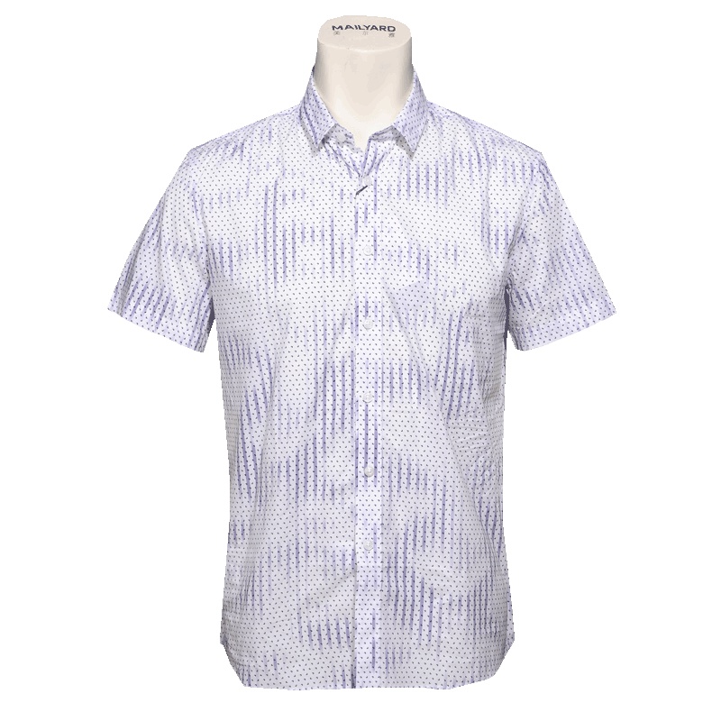 美尔雅(MAILYARD)男装衬衫短袖商务休闲纯棉花纹衬衫男士男式衬衣男 080