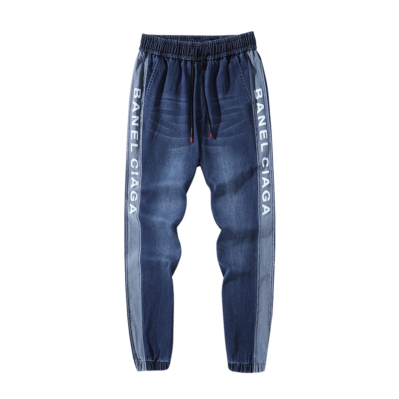 三弦(LA CORDE)秋季牛仔裤男潮牌九分裤宽松小脚哈伦裤子男韩版潮流学生运动裤男LA-TCK9112