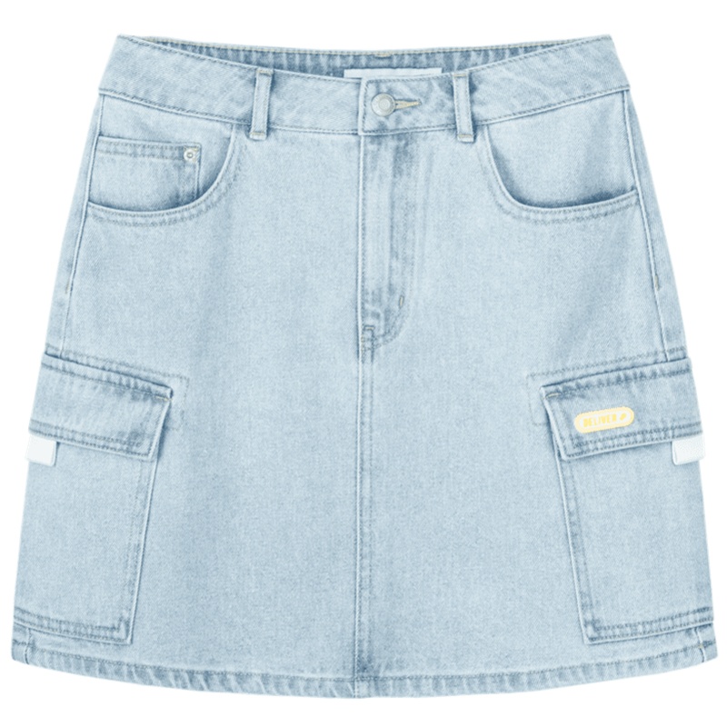 【满198减100预估价：57】森马牛仔短裙女工装口袋宽松A字裙2021夏季新款纯棉时尚甜酷裙子