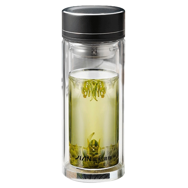 富光(FGA)双层玻璃杯便携泡茶杯办公玻璃水杯男大容量家用泡茶杯子