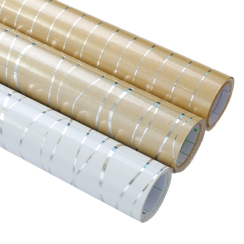 厨房柜门贴纸橱柜门贴纸厨房防水防油自粘加厚柜子柜面板装饰贴膜家具翻新贴纸 大波浪银灰色60cm宽每2米长价 中