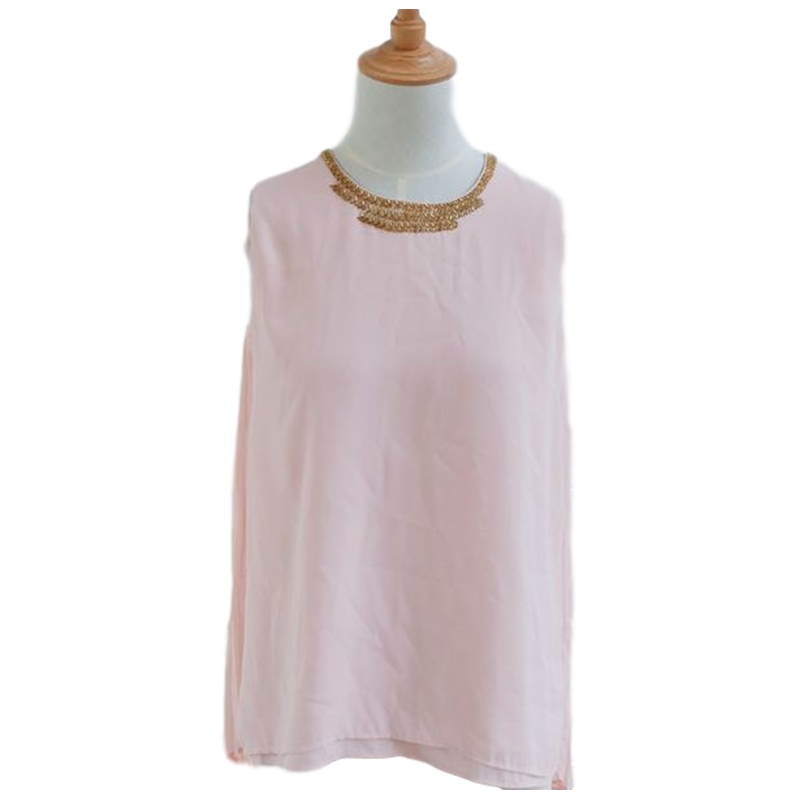 【福利款】拉夏贝尔UlifeStyle衬衫女夏韩版淑女纯色百褶无袖雪纺衫81122007