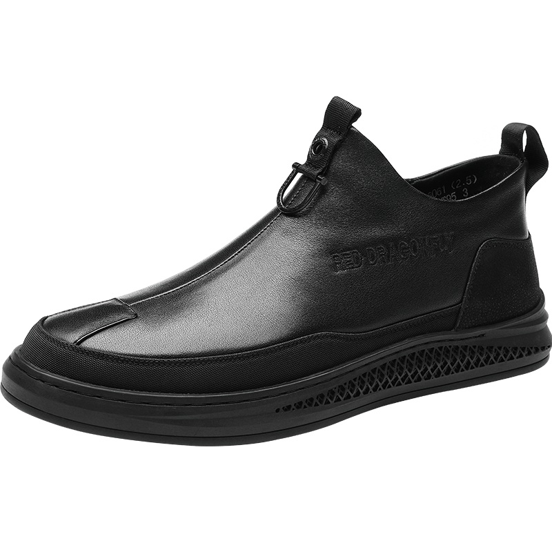 红蜻蜓男鞋秋季新款真皮英伦高帮休闲鞋韩版厚底马丁靴牛皮鞋