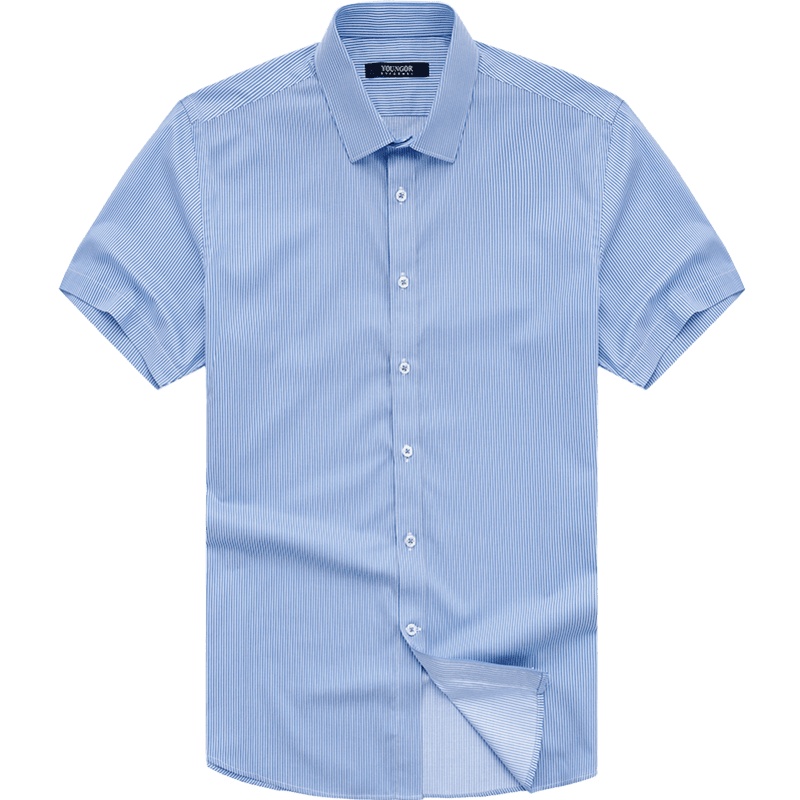 Youngor/雅戈尔【免烫】 衬衫男 短袖衬衫男 2020夏季 深蓝条纹229FFY