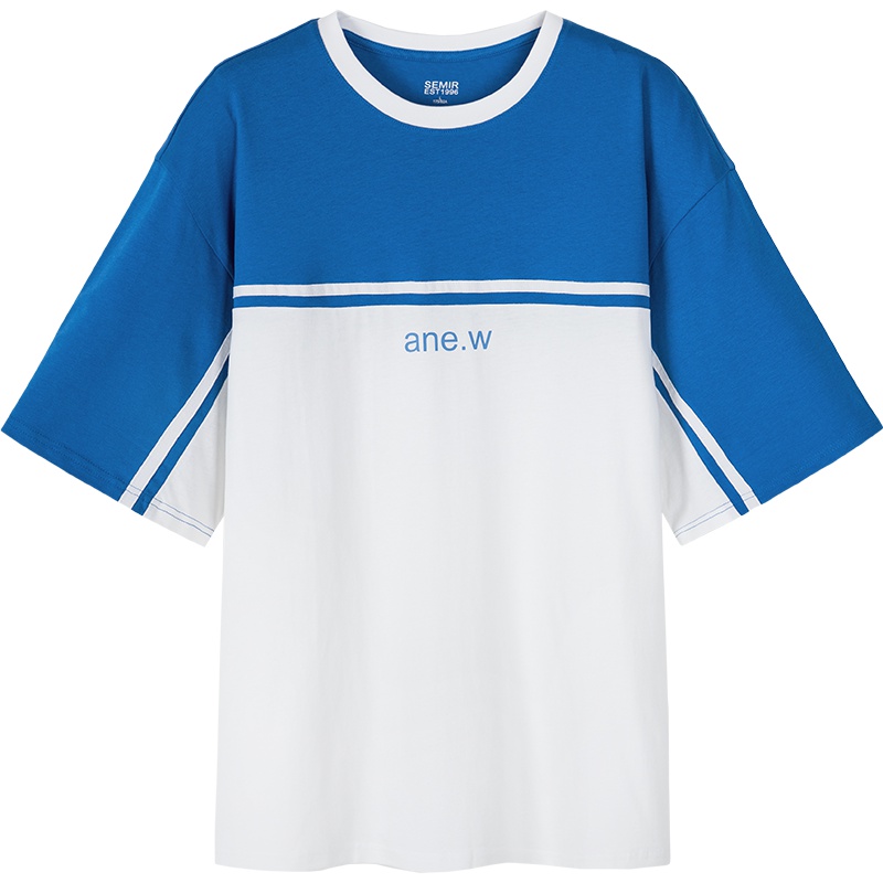 Semir森马夏季短袖T恤男生2019印花潮牌潮流纯棉宽松圆领打底衫