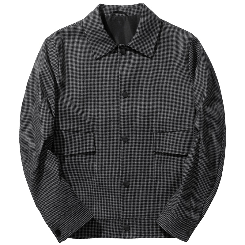 千纸鹤男装秋季新款帅气工装款夹克外套男格子潮流上衣30238