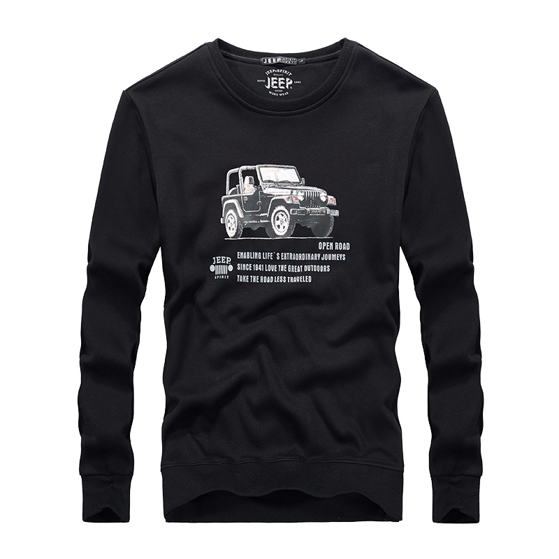 JEEP/吉普卫衣男圆领秋冬新款加绒长袖T恤休闲百搭保暖打底衫男FSM