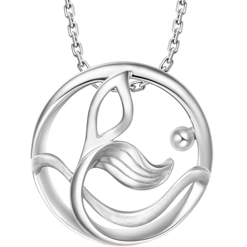 新款 周大福迪士尼公主爱丽儿公主美人鱼泡沫925银项链