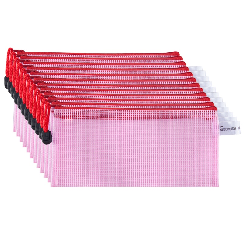 Zs-广博(GuangBo)A6115 防水票据袋/小号彩色拉链袋 单色颜色随机 12只装