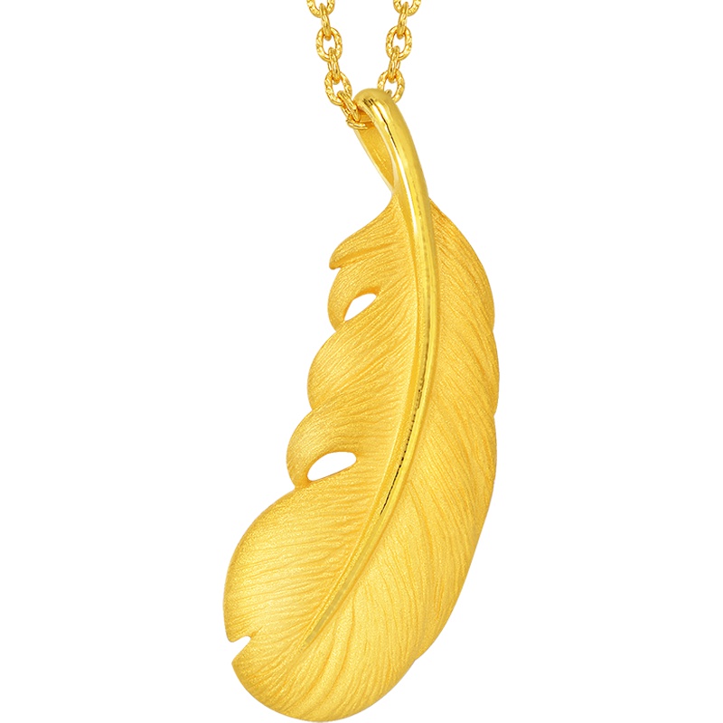 周生生(CHOWSANGSANG)黄金(足金)爱情密语羽毛吊坠不含项链 86820P 计价