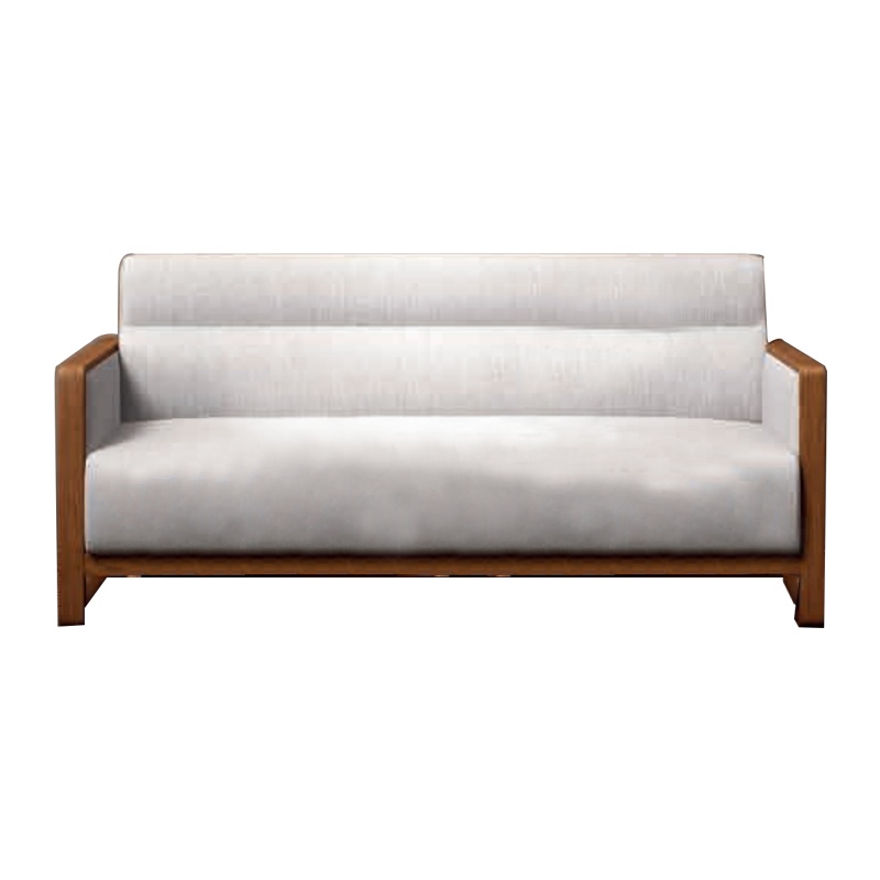 钜晟 酒店办公沙发2.0米牛皮三人位新中式胡桃实木商务接待沙发JS-GL-ZF-2012