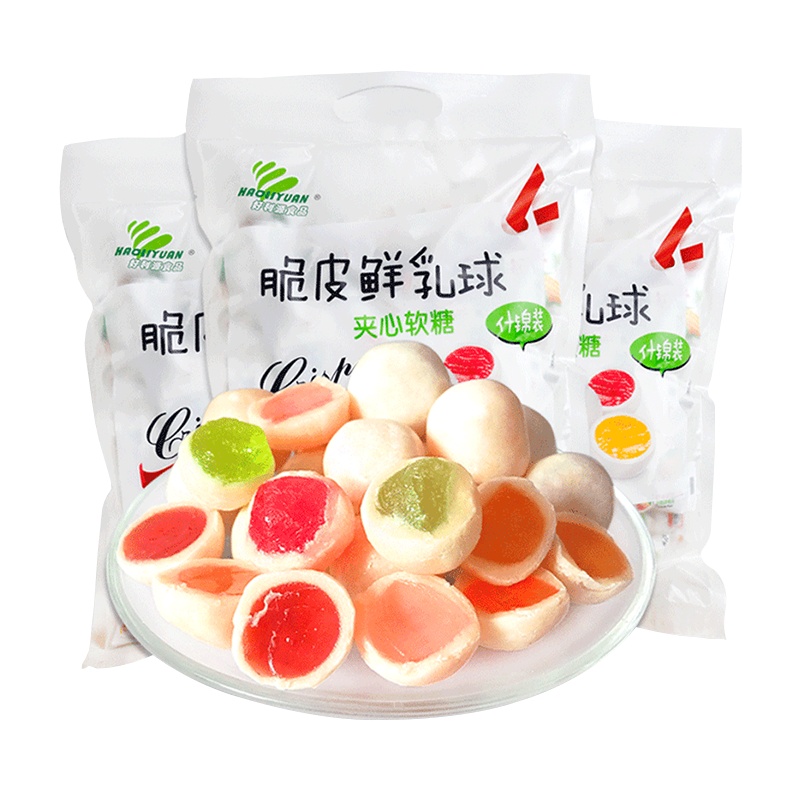 [满88减50元]欧贝拉脆皮鲜乳球糖果结婚l礼糖糖果夹心糖综合口味500g袋装