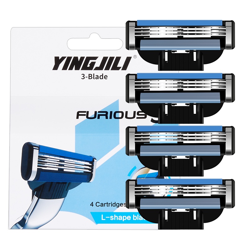 英吉利防刮伤剃须刀头手动刮胡刀头净化3层刮胡刀头（4刀头）YR-303
