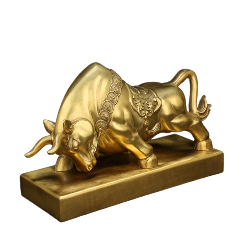 空心铸铜铜牛摆件 长13cm 高8cm