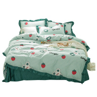 曼凝家纺 全棉韩版花边单人三件套双人四件套纯棉床单款被套公主简约床上用品