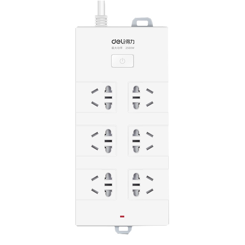 得力 18260 USB插座延长线电源插排接线板拖线板多功能排插家用插板带线 全长3米-6插位