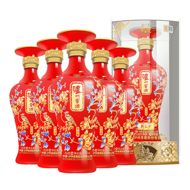 泸州老窖出品 泸州窖酒新淡雅 52度白酒 500ml*6整箱装