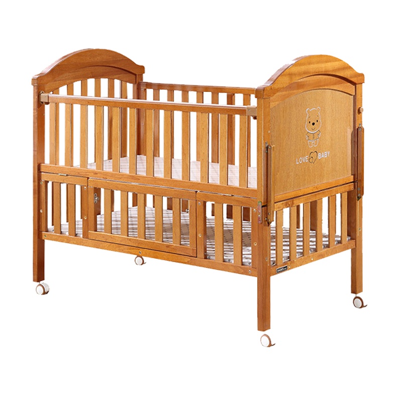 小硕士(SAORS)茶色婴儿床可加长 可变少年床 带储物 可摇SK-6711