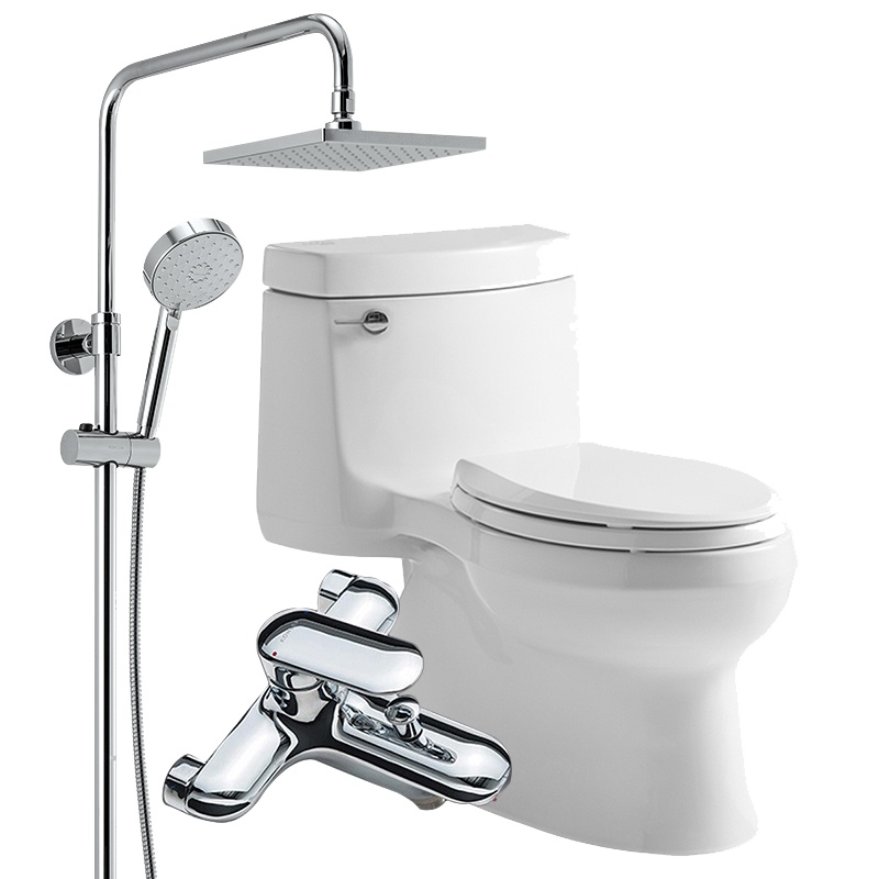 科勒马桶座坐便器卫浴家用连体马桶五级旋风5171配科勒花洒淋浴套装三出水76536