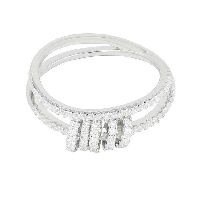 apm MONACO张静初同款双行晶钻925银戒指女士镶晶钻五圈指环食指戒时尚首饰A17573OX