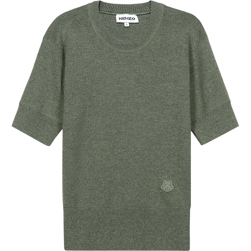 KENZO 高田贤三 女士 羊毛/棉圆领短袖针织衫羊毛衫 FB5 2PU555 3AB