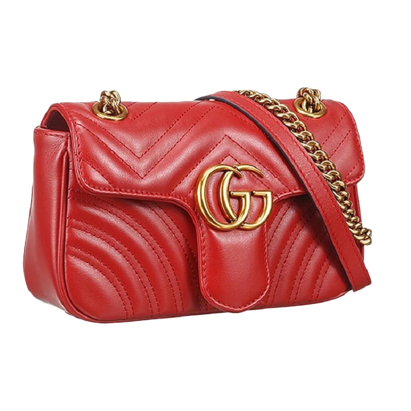 GUCCI 古驰 女士红色皮革迷你翻盖包 443497-DTDIT-6433