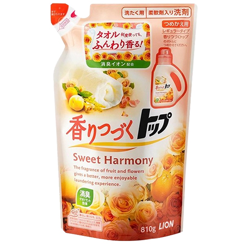 [柔顺洗衣]狮王(LION) TOP香氛柔顺洗衣液 替换装 810克 花果香型