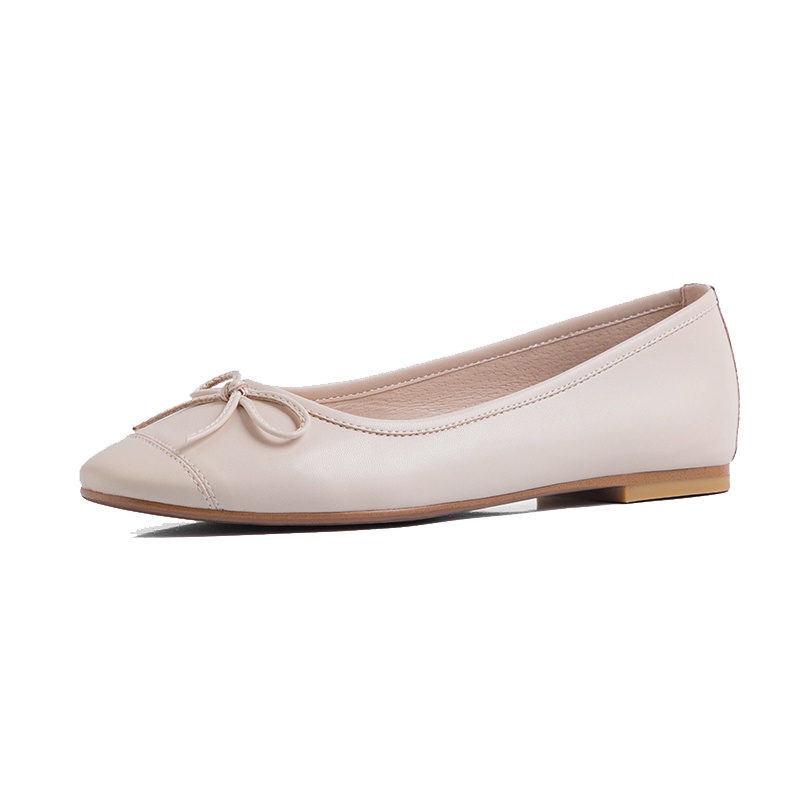 品点(Pandell)春秋新款单鞋平跟方头羊皮平底鞋舒适女鞋