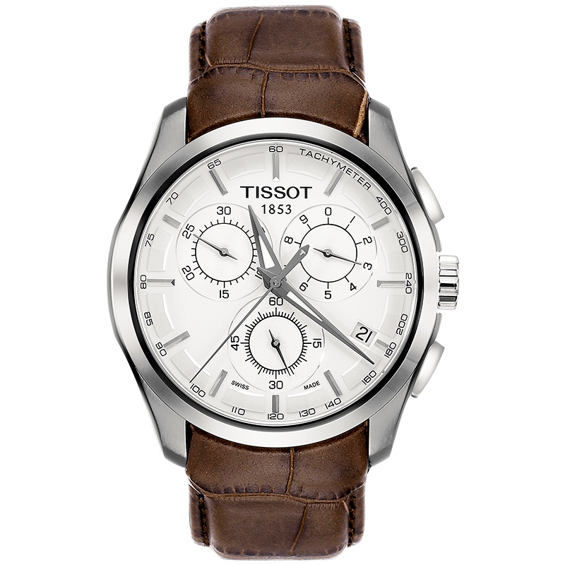 天梭(TISSOT)瑞士手表 雅致经典优雅独特三盘六针计时 库图系列皮带男士石英表T035.617.16.031.00