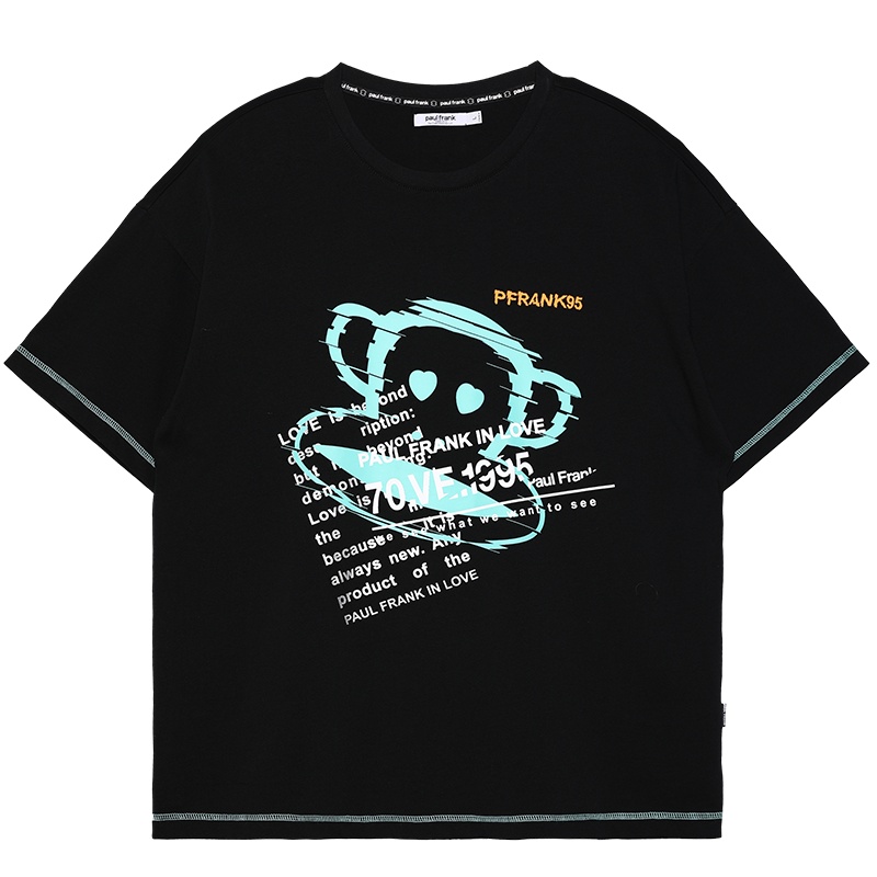 Paul Frank/大嘴猴 夏季短袖T恤男百搭潮流明线印花情侣装上衣夏装 PFCTE212350U