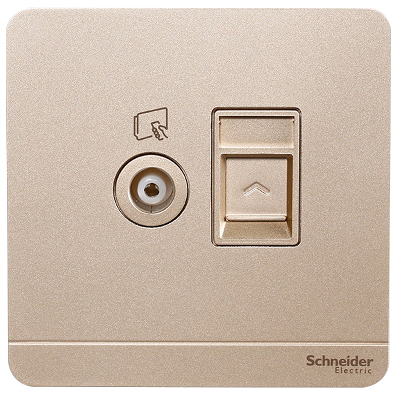 施耐德电气（Schneider Electric）开关插座 电脑电视插座 网络网线墙壁面板 绎尚薄暮金